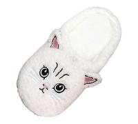 Generisch Slippers for Men and Women, Kittens, Soft Plush, Thick Sole, Casual Shoes, Comfortable Warm Slippers with Memory Foam, Felt Slippers, Non-Slip Winter Unisex Flat Slippers, White, 8 UK