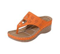 Generisch Slippers for Women Fashion Platform Sandals with Comfortable Toe Post - Comfortable Summer Casual Slippers, orange, 7 UK