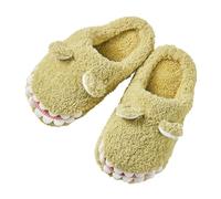 Generisch Slippers Girls Slippers Plush Boys Cotton Slippers Children Warm Soft Slippers Women's Winter Cartoon Lightweight Non-Slip Slippers Easy to Put On, Green, 4 UK