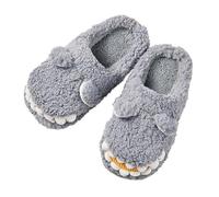 Generisch Slippers Girls Slippers Plush Boys Cotton Slippers Children Warm Soft Slippers Women's Winter Cartoon Lightweight Non-Slip Slippers Easy to Put On, gray, 2 UK Child