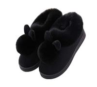 Generisch Slippers Soft Fur Home Winter Shoes Women's Ears Comfort Rabbit Indoor Shoes Women's Shoe, black, 8 UK