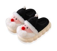 Generisch Slippers Super Fit for Boys Girls Christmas Cute Warm Soft Non-Slip Slippers Bush Memory Foam Shoes Slippers Men Without Sole, black, 3 UK