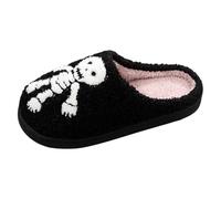 Generisch Slippers Women Couple Halloween Cartoon Quirky Large Size Warm Padded Cotton Slippers, black, 7 UK
