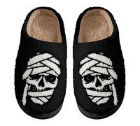 Generisch Slippers Women Cozy Ladies Slippers for Autumn and Winter Patterned Shoes with Halloween Motifs Perfect for Couples Warm Footwear, black, 7 UK