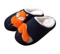 Generisch Slippers Women Men Adorable Fox Slippers with Memory Foam Warm Winter Shoes Unisex Non-Slip Thick Sole Felt Slippers Plush Lined Felt Slippers Indoor Outdoor, orange, 8.5 UK