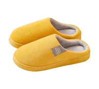 Generisch Slippers Women Men Comfortable Cotton Slippers Thick Sole Non-Slip Slippers Autumn Winter Warm Hut Shoes Couples Zero-Drop Flat Felt Slippers with Plush Lining, yellow, 4 UK
