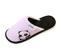 Generisch Slippers Women Men Warm Felt Slippers Autumn And Winter Cute Panda Pattern Indoor Home Warm Plush Men And Women Slippers Home Furry Cotton Slippers, purple, 8 UK