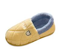 Generisch Slippers Women Men Winter Couples Ladies Warm Baotou Soft Floor Comfortable Plain Thick Bottom Cotton Slippers Q Shoes Women, yellow, 5 UK