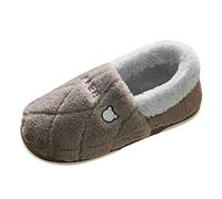Generisch Slippers Women Men Winter Couples Men Warm Baotou Soft Floor Comfortable Plain Flat Cotton Mop Outdoor Shoes Men Red, coffee, 11 UK