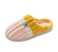 Generisch Slippers Women's/Children Couples Women Slip On Furry Flat Home Winter Round Toe Keep Warm Stripe Print Slippers Shoes Flat Foot Shoes Women, a, 7 UK