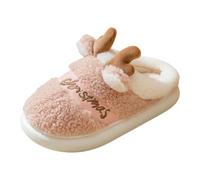 Generisch Slippers Women's Cosy Couple Slippers for Outdoors, Thick Foam Soles, Warm Reindeer Design, Ideal for Outdoor in Winter, pink, 7 UK