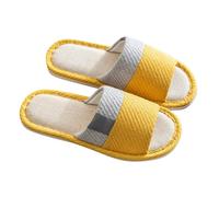 Generisch Slippers Women's Felt Open Linen Slippers Women's Colour Block Mules Comfortable Slippers Slip-On House Slippers Unisex Slippers Couples Slippers Four Seasons Linen Slippers, yellow, 4 UK
