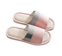 Generisch Slippers Women's Felt Open Linen Slippers Women's Colour Block Mules Comfortable Slippers Slip-On House Slippers Unisex Slippers Couples Slippers Four Seasons Linen Slippers, pink, 4 UK