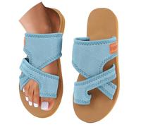 Generisch Slippers Women's Hallux Valgus Toe Ring Mules Mesh Breathable Orthopaedic Slide Sandals Summer Beach Flip Flops Summer Slippers Toe Separator Slippers for Leisure Holiday, sky blue, 10 UK