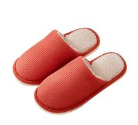 Generisch Slippers Women's Men's Unisex Slippers with Plush Lined Felt Slippers Warm Winter Shoes Non-Slip Felt Slippers Flat Shoes Comfortable Casual Shoes for Indoor Outdoor Use, orange, 4 UK
