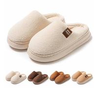 Generisch Slippers Women's Men's Winter Plush Slippers Soft Warm Felt Slippers Comfortable Felt Slippers Felt Memory Foam Slippers Unisex Non-Slip Sole Cuddly Slippers for Cold Feet, F Khaki, 7 UK
