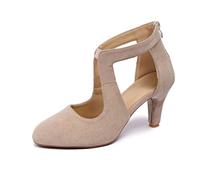 Generisch Slippers Women's Mules Woman Europe and the United States Back Zip Package Heel Fish Head Shoes Female Summer Large Yards Side Empty Fine with Roman Sandals, beige, 5 UK