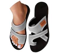 Generisch Slippers Women's Orthopaedic Toe Post Mules Platform Sandals Slip On Portable Slippers Comfortable Flat Sandals Holiday Slippers Flip Flops Beach Shoes Lightweight Walking Shoes, Gy1, 10 UK