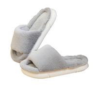 Generisch Slippers Women's Plush Slippers Women's Winter Open Slippers Open Toe House Slippers Non-Slip Home Shoes Soft Soles Slippers Lightweight Slippers Comfortable Slippers, gray, 7 UK