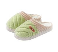 Generisch Slippers Women's Simple Plain Slippers Memory Foam Cotton Slippers Men's Non-Slip Felt Slippers Winter Plush Slippers Soft Comfortable Hat Shoes for Indoor and Outdoor Use, Green, 6 UK