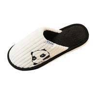 Generisch Slippers Women's Slippers Men's Panda Embroidery Soft Felt Slippers Flat Lightweight Fluffy Slippers Non-Slip Felt Slippers Unisex Casual Shoes for Indoor Use Sizes 36-44, White, 6 UK