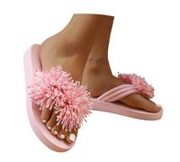 Generisch Slippers Women's Summer Flower Mules Orthopaedic Non-Slip Clogs Flat Comfort Toe Separator Beach Shoes Bathing Shoes Flip Flops Slippers for Guests at a Beach Wedding, pink, 8 UK