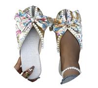 Generisch Slippers Women's Summer Mules Flowers Toe Covering Non-Slip Clogs Beach Shoes Slippers Flat Comfort Toe Separator Flip Flops Bathing Shoes for City Trip, Everyday Shoes, White, 7 UK