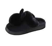 Generisch Slippers Women's Winter Slippers Warm Plush Slippers Women's Inning Winter Home Rabbit Comfort Shoe Fur Ears Shoes Slippers Soft Women's Slippers, black, 8 UK