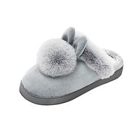 Generisch Slippers Women's Winter Slippers Warm Plush Slippers Women's Inning Winter Home Rabbit Comfort Shoe Fur Ears Shoes Slippers Soft Women's Slippers, gray, 8 UK