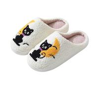 Generisch Slippers Women's Winter Slippers Women's Plush Slippers Platform Plush Slippers Autumn Winter Slippers Cuddly Winter Slippers Cartoon Slippers Comfortable Home Shoes, black, 7 UK