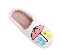 Generisch Slippers Women's Winter Warm Felt Slippers Unisex Warm Fluffy Plush Comfortable Slippers Memory Foam Slippers for Couples Slippers Wide Feet Mules, 03 White, 4.5 UK