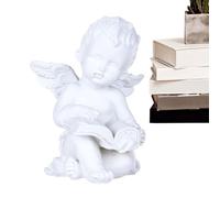 Generisch Small Angel Figurines, Angel Statue, Resin Cherub with Flowers, White Angel Sculpture, Home Decoration, Angel Statues and Figures for Mantles, Lawns, Patios, Porches