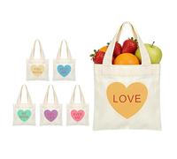 Generisch Small Linen Carry Bag - 6 Pieces Communication Hearts Valentine's Day Handbag, Hearts Linen Bags for Valentine's Day | For Girls Women Girlfriend School Shopping Travel Party