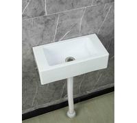 Generisch Small Plastic Wall Mounted Washbasin for Caravan, Motorhome, Guest Toilet, Bathroom, Camping, Garden, 40 x 20 x 11 cm, White, Ideal for Construction Sites incl. 75 cm Drain