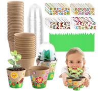 Generisch Small Pots for Plants, Pack of 30 Plant Pots with Covers and 20 Sheets of Stickers, Garden Paper Planter Craft Set for Patio, Garden, Spring, Home, Children