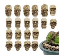 Generisch Small Skull Figurine - Resin Skeleton Statue for Gothic Light Scary Halloween - Spooky Desk Decoration for Office or Home Display, Haunted - Theme Gift for Sat