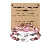 Generisch Small With Man Jewellery K - Heart "Mom and Me" Design, Adjustable, Decorated with Beads, to Strengthen Family Ties and Giving as a Gift Steel Bracelets Bracelet Jewellery, A, Metal