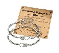 Generisch Small With Man Jewellery K - Heart "Mom and Me" Design, Adjustable, Decorated with Beads, to Strengthen Family Ties and Giving as a Gift Steel Bracelets Bracelet Jewellery, A, Metal
