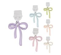 Generisch Smartphone Dust Plug Set of 6 - Milky Pearl Paint Bow Knot Design Charging Input Cover, Type C Dust Plug, Stylish Mobile Phone Charging Port | Smartphone Accessory