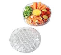 Generisch Snack - 25.5 x 15 cm Large Rotating Serving Tray, Transparent for Pets, Container with Split Compartments, Robust Food Storage Spinner with Lid for S, S