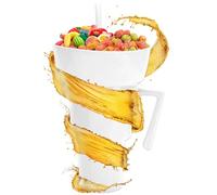 Generisch Snack & Drinking Cup, Drink Cup with Snack Bowl Top, Drinks and Food Container for Travel, Milk, Tea, Juice, Sweets, Chips, Fruit, School, Camping
