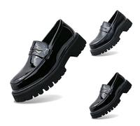 Generisch Sneaker Men's Spring Autumn Edition Youth Le Fu Shoes Thick Soles Height Increasing Shoes Black Men's Casual Leather Shoes