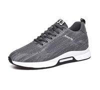 Generisch Sneaker Pair Men's Shoes with Raisers, Casual Mesh Trainers, Lightweight, Breathable Lace-Up Sports Shoes with Hidden Lifting Heel for Men, cm, gray, 10.5 UK