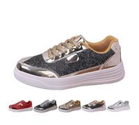 Generisch Sneakers Women's Sequin Flat Low Trainers Breathable Glitter Trainers Training Shoes Outdoor Sports Shoes Running Shoes Lightweight Lace-Up Shoes Glitter Colourful for Bridal Party Walking