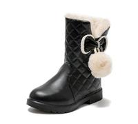 Generisch Snow Boots Children's Warm Lined Winter Boots Half Boots Platform Girls Winter Boots with Bow Traditional Shoes Leisure Boots Western Boots Winter Shoes, black, 10.5/11 UK Child