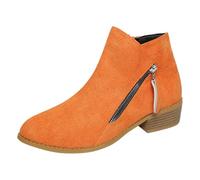 Generisch Snow Boots Round Velvet Thick Sole Casual Short Boots, orange, 7 UK