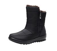 Generisch Snow Boots Women's Mid-Height Boots with Warm Faux Fur Lining Transition Winter Boots Fleece Lined Snow Boot Platform Winter Boots Non-Slip Snow Shoes Waterproof Hiking Boots, black, 6 UK
