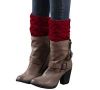 Generisch Socks 34 Boot Covers Short Chunky Needle and Thick Knitted Wool Stocking Wool Socks Knitting Gradient, Wine Red, One Size