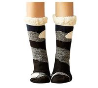 Generisch Socks 46-48 Men's Super Soft Warm Lined Grippers Slipper Winter Socks for Women Funny Men Socks Wine, black, One Size