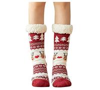 Generisch Socks 46-48 Men's Super Soft Warm Lined Grippers Slipper Winter Socks for Women Funny Men Socks Wine, Wine Red, One Size